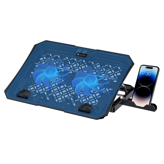 Blue Portronics My Buddy Air 2 Laptop Cooling Pad | laptop stand with fan| gaming laptop stand with fan| laptop stand with  mobile stand