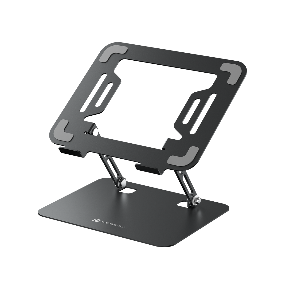 Black Portronics My Buddy K3 Pro Laptop Stand With Height Adjustable