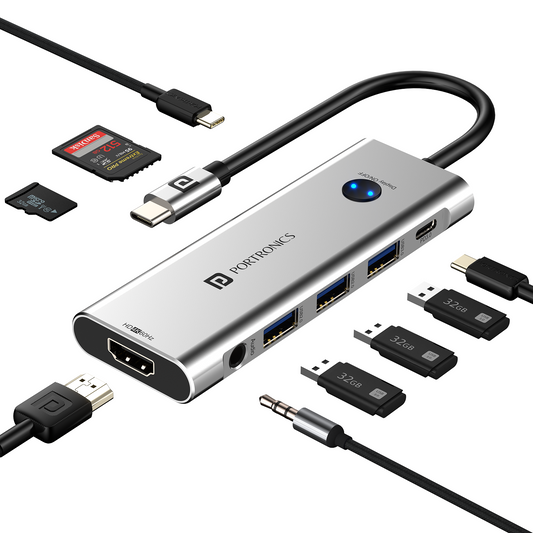 Portronics Latest Mport One 9-in-1 USB Hub With HDMI Port|  USB hub with multiport| best usb hub port