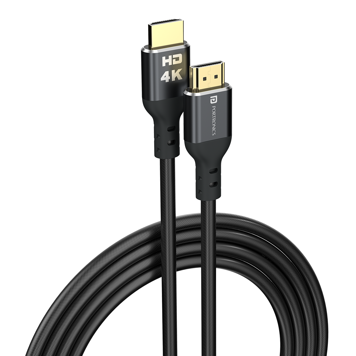 Black| Portronics Konnect Stream 1.5m 4k Hdmi cable. White