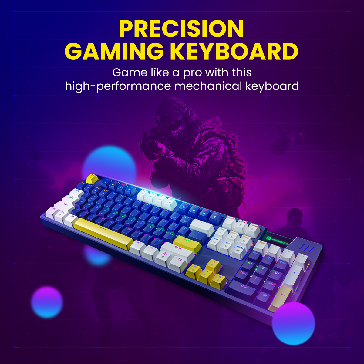 Portronics K2- Blue Gaming wired Keyboard