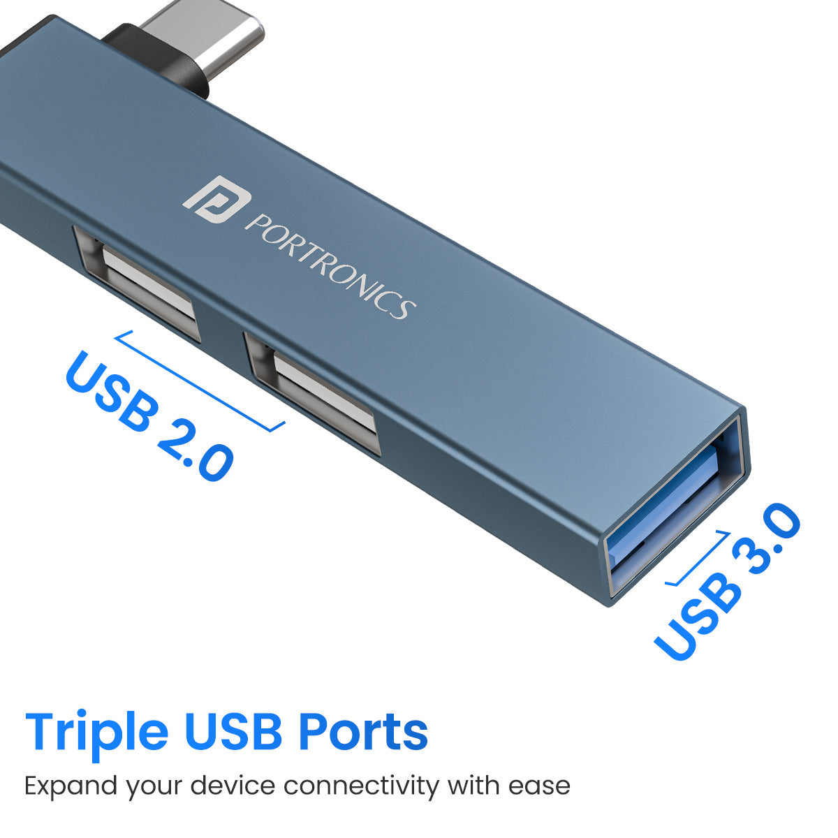 Portronics Mport Mino C triple USB Hub port with 2 usb 2.0 and usb 3.0