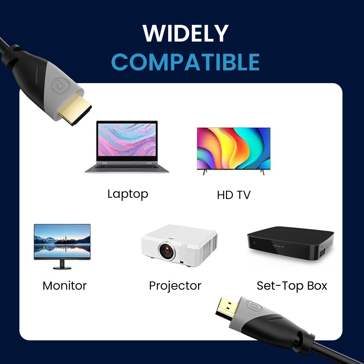 Portronics Konnect Sync- Extra strong HDMI to HDMI cable. Black