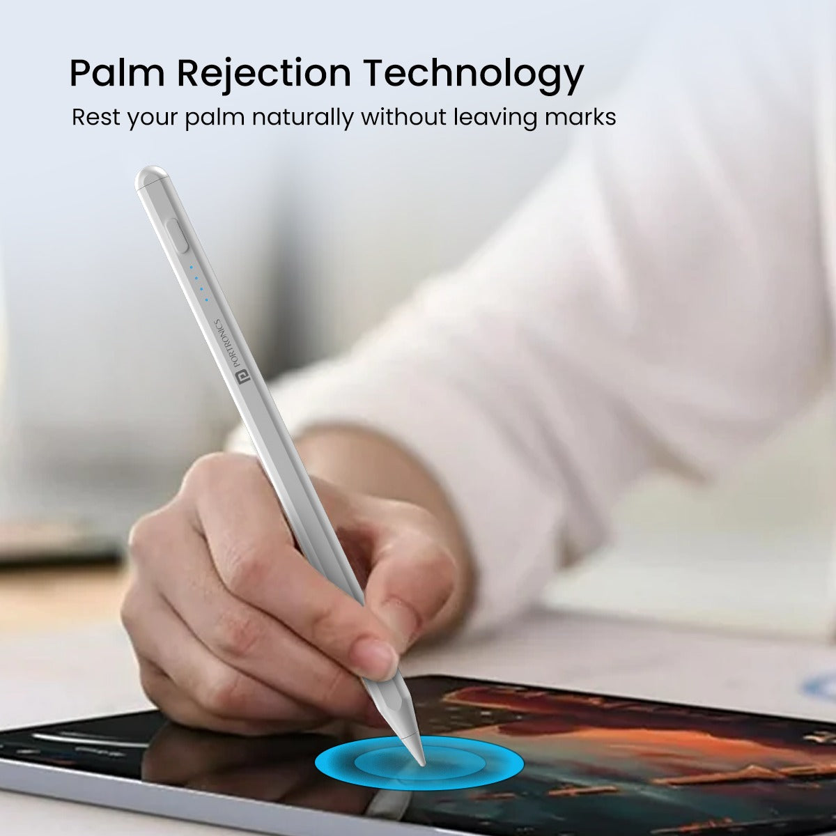 Portronics glide stylus pen comes with plam rejection technology| best stylus pen for smart board online