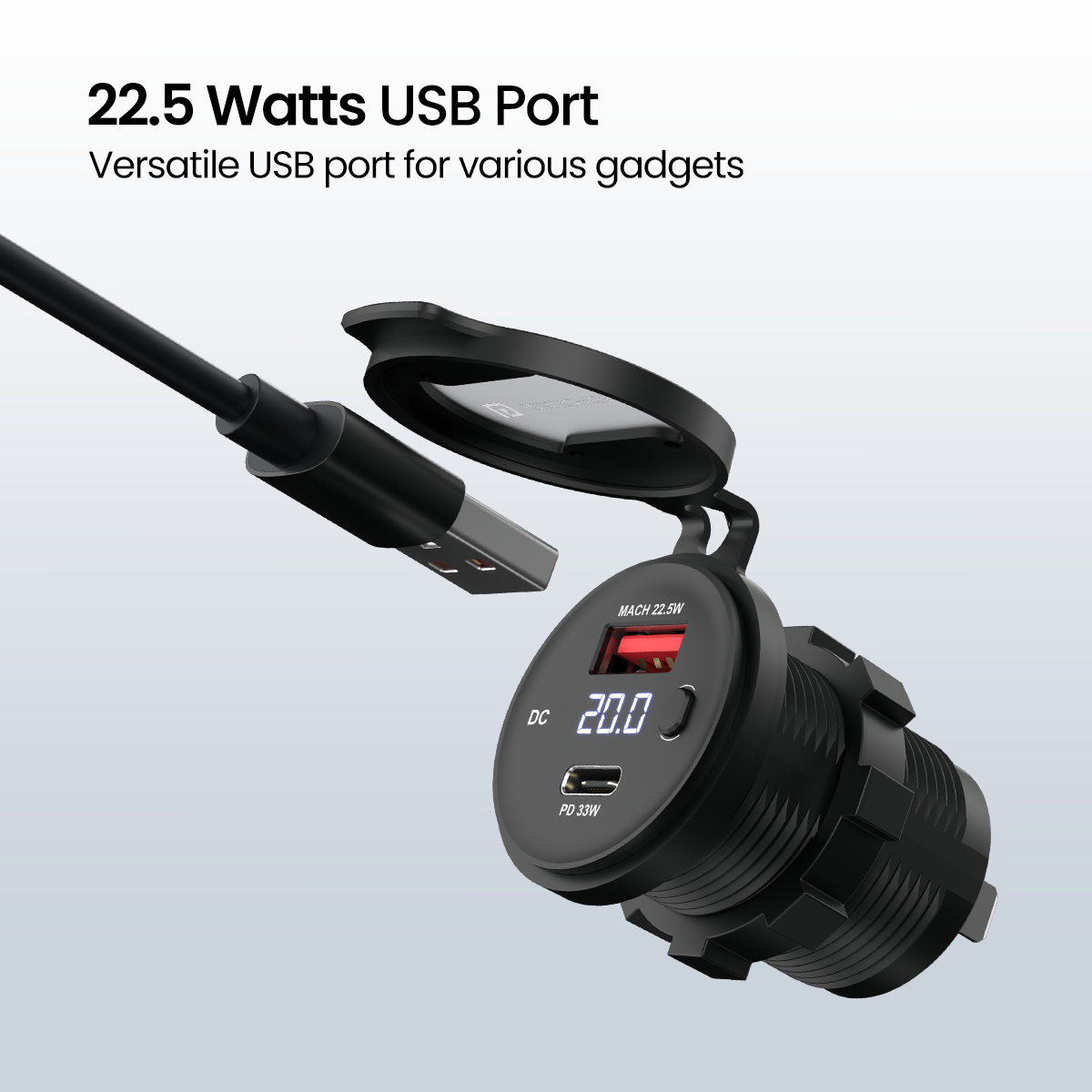 Portronics Spark best motorcycle charger online with 22.5w usb charging port