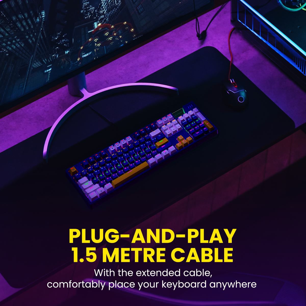 Portronics K2- Blue Gaming wired mechanical Keyboard with easy plug n play