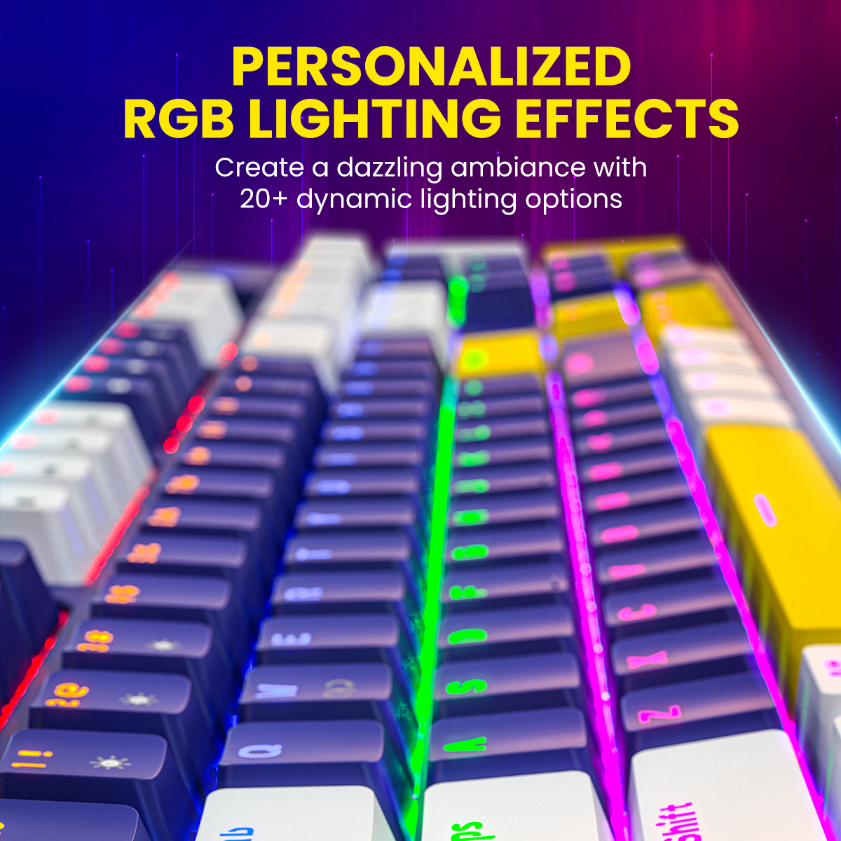 Portronics K2- Blue Gaming wired mechanical Keyboard comes with 20+ dynamic rgb lighting options