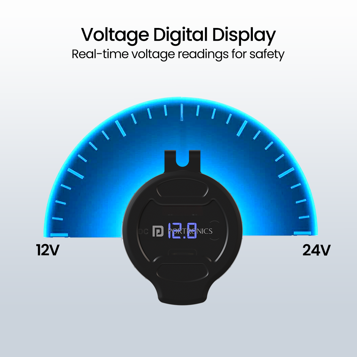 Portronics Spark charger with dual port usb hub| best motorcycle accessories| motorcycle charger for all your devices with voltage digital display