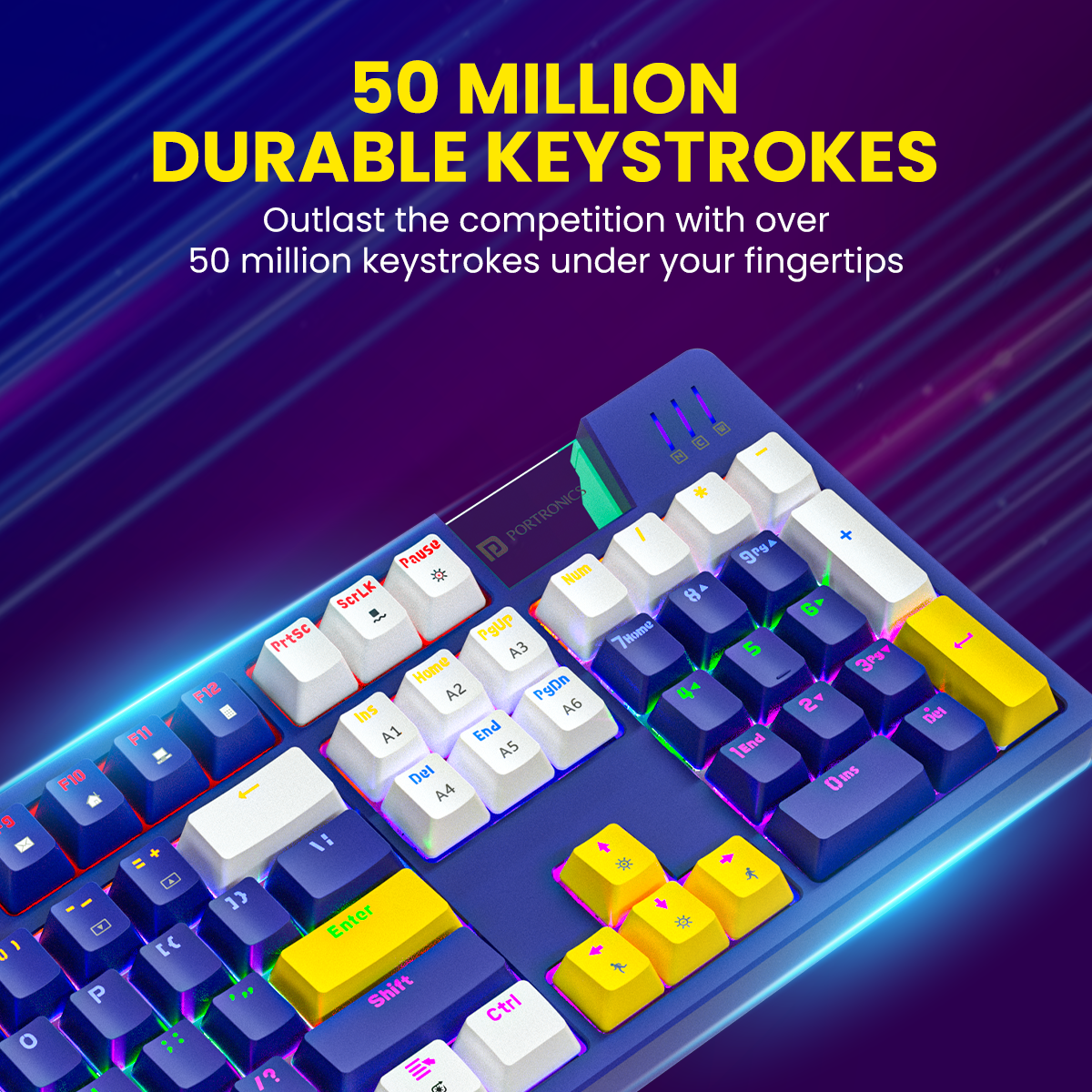 Portronics K2- Blue Gaming wired mechanical Keyboard with 50million durable keystrokes
