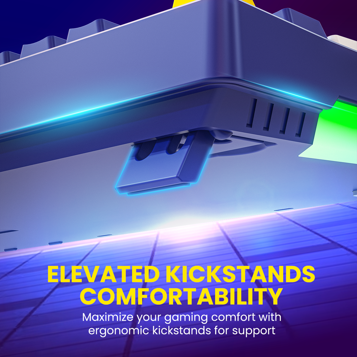 Portronics K2- Blue Gaming wired mechanical Keyboard comes with elevated kickstands for maximum comfort