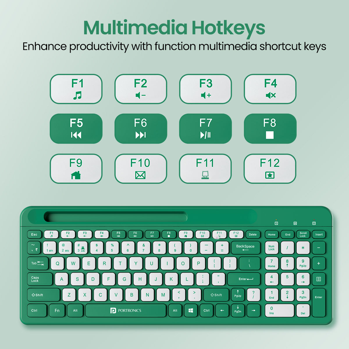 Portronics bubble square wireless keyboard has multimedia hotkeys| best wireless keyboard for laptop| wireless keyboard online