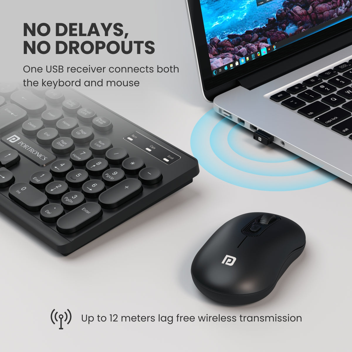 Black Portronics Key6  Wireless Mouse and Keyboard compact in size|  Wireless keyboard for desktop at online