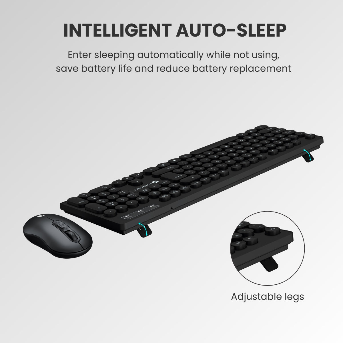 Black Portronics Key6 combo Wireless laptop Keyboard and  Mouse in slim design| Get your keyboard and mouse combo online under 2000