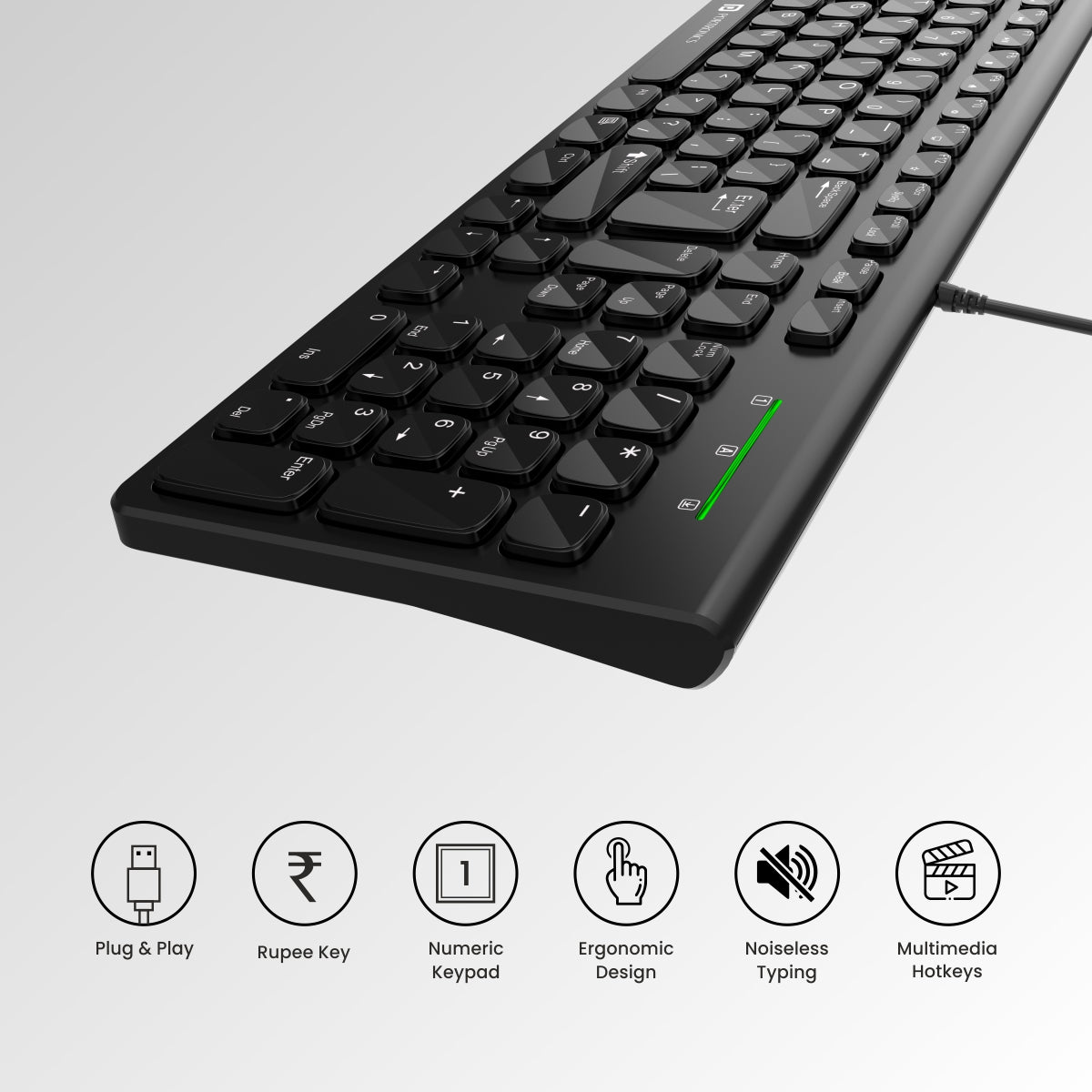 portronics ki pad 2 laptop keyboard with easy plug and play. Black