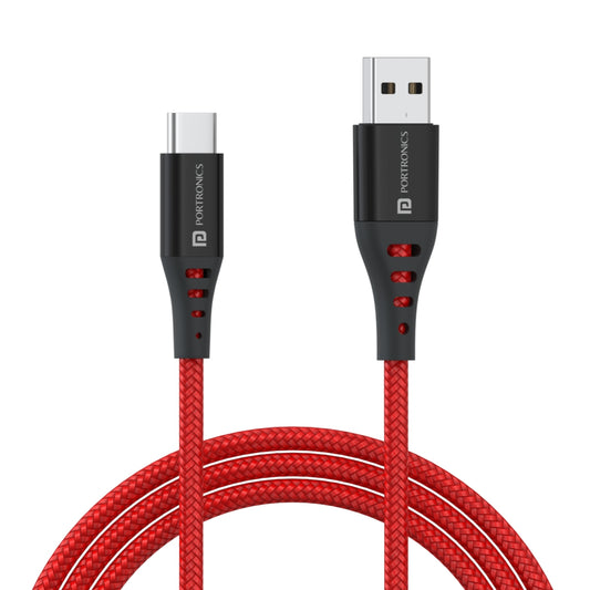red Portronics Konnect Dash 2 65w Super VOOC  type c fast charging cable| type c charging cable| 65W PD Fast Charging