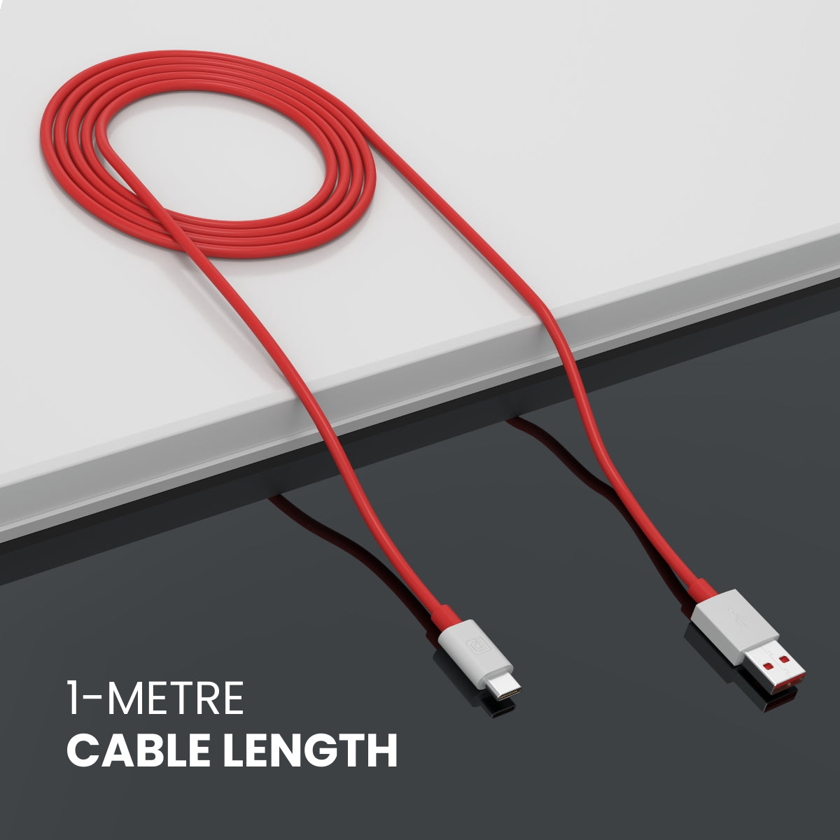 Red Portronics Konnect Dash Pro fast charging cable  1 meter long