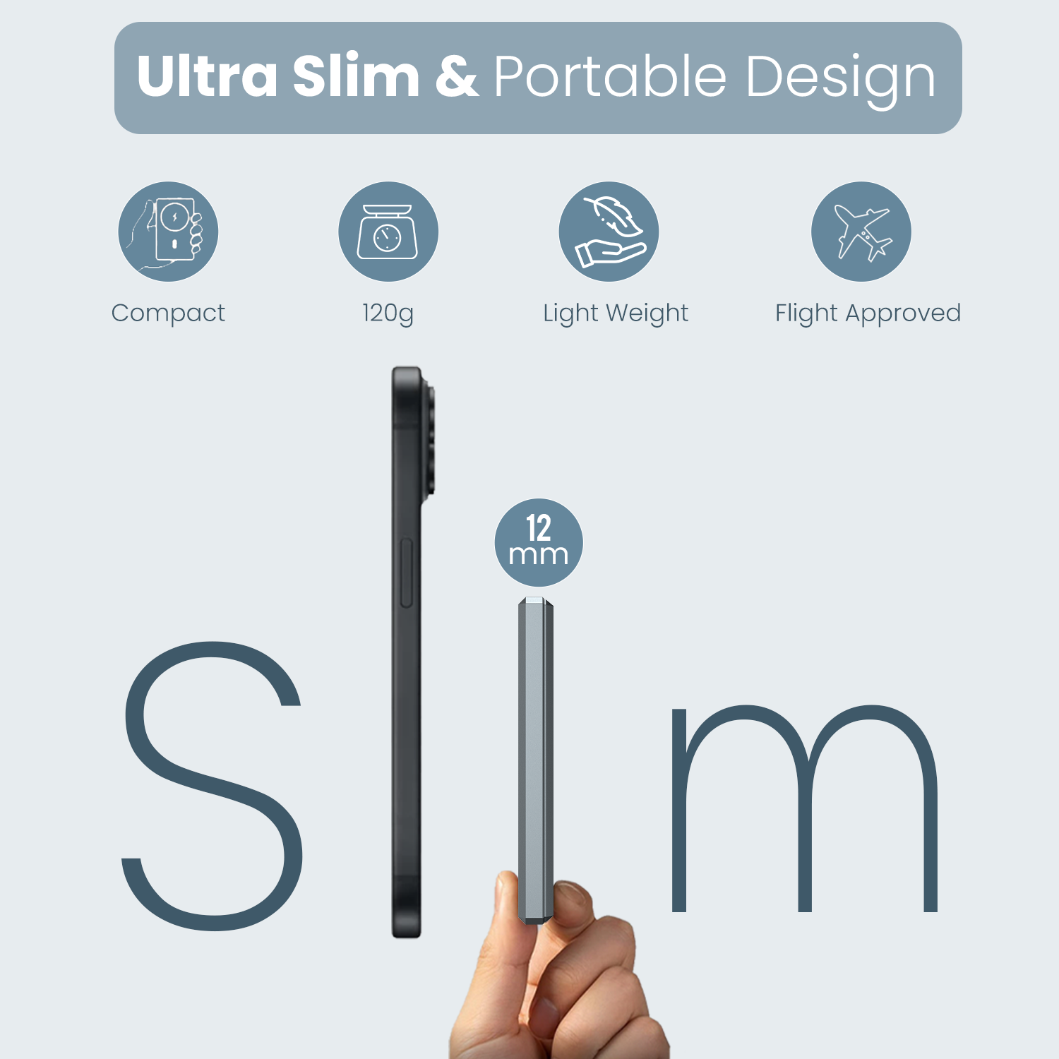 Smallest power bank that fits in your pocket like a piece of pie—Luxcell Magclick 5K delivers fast charging with an ultra-slim 12mm design