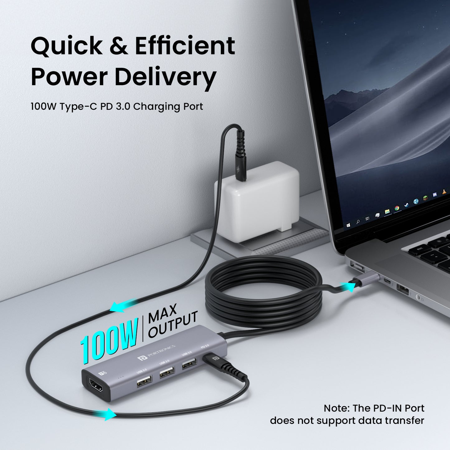 Portronics Mport 32, 5-in-1 USB-C Hub with USB-C Charging Hub type c port