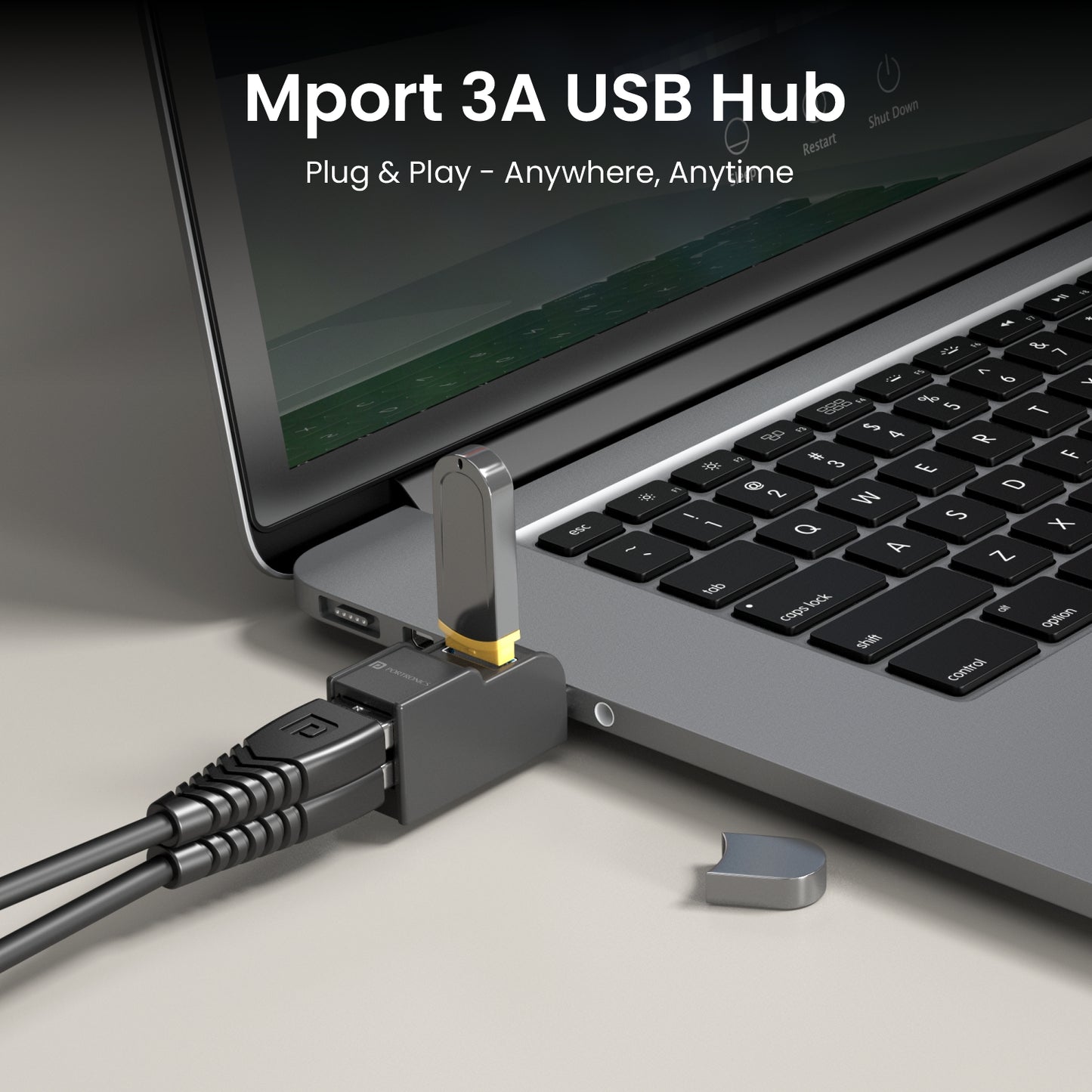 Black Mport 3A usb hub