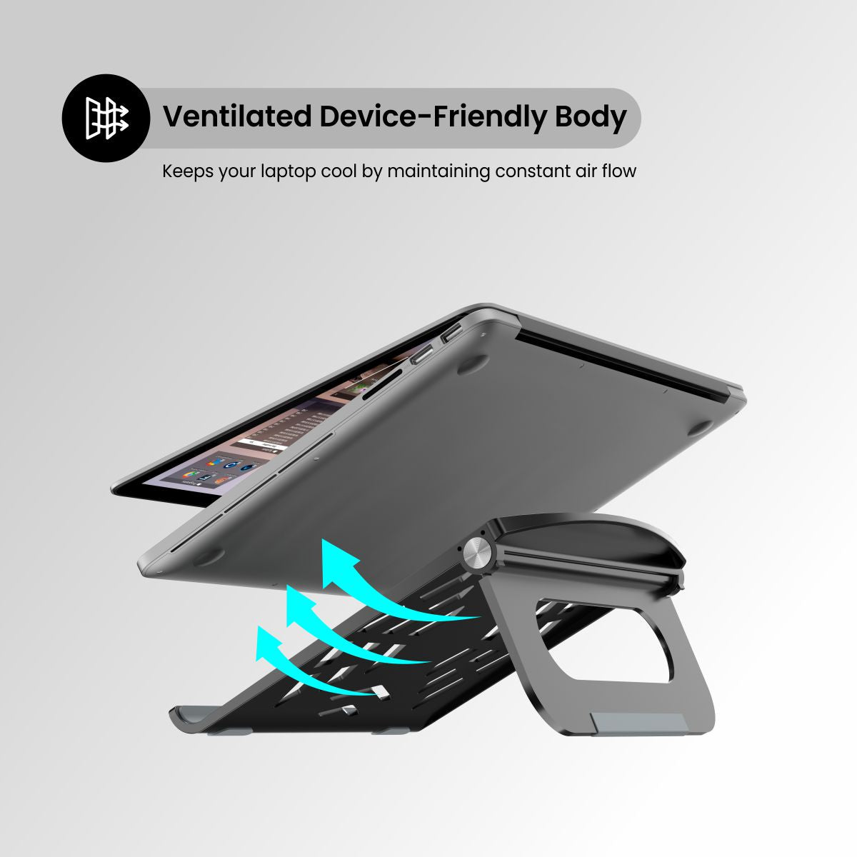 buy Portronics my hexa 5 foldable portable laptop stand with ventilated body.grey