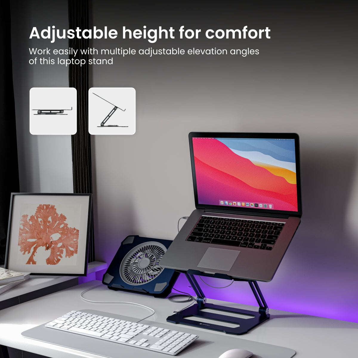 height adjustable laptop stand from portronics. Blue