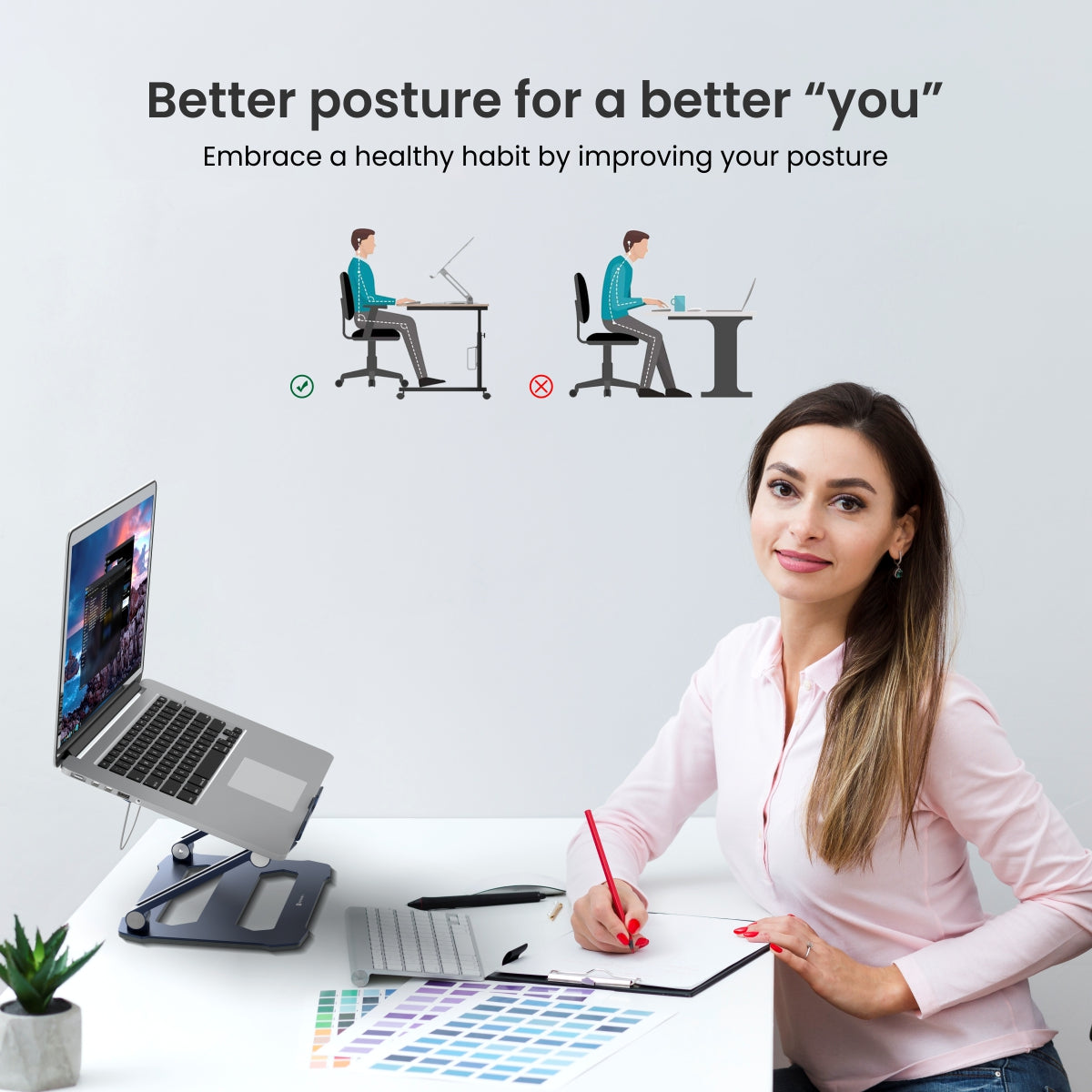 better posture laptop stand from portronics. Blue