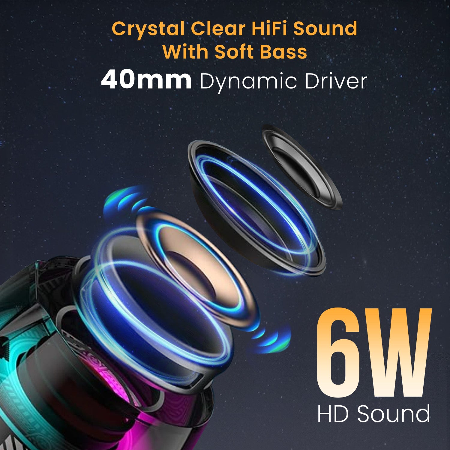 Nadya Mini Wireless Bluetooth Speaker with 40mm Dynamic Driver, RGB LED Lights, and Bluetooth 5.3 Connectivity for Crystal-Clear Sound