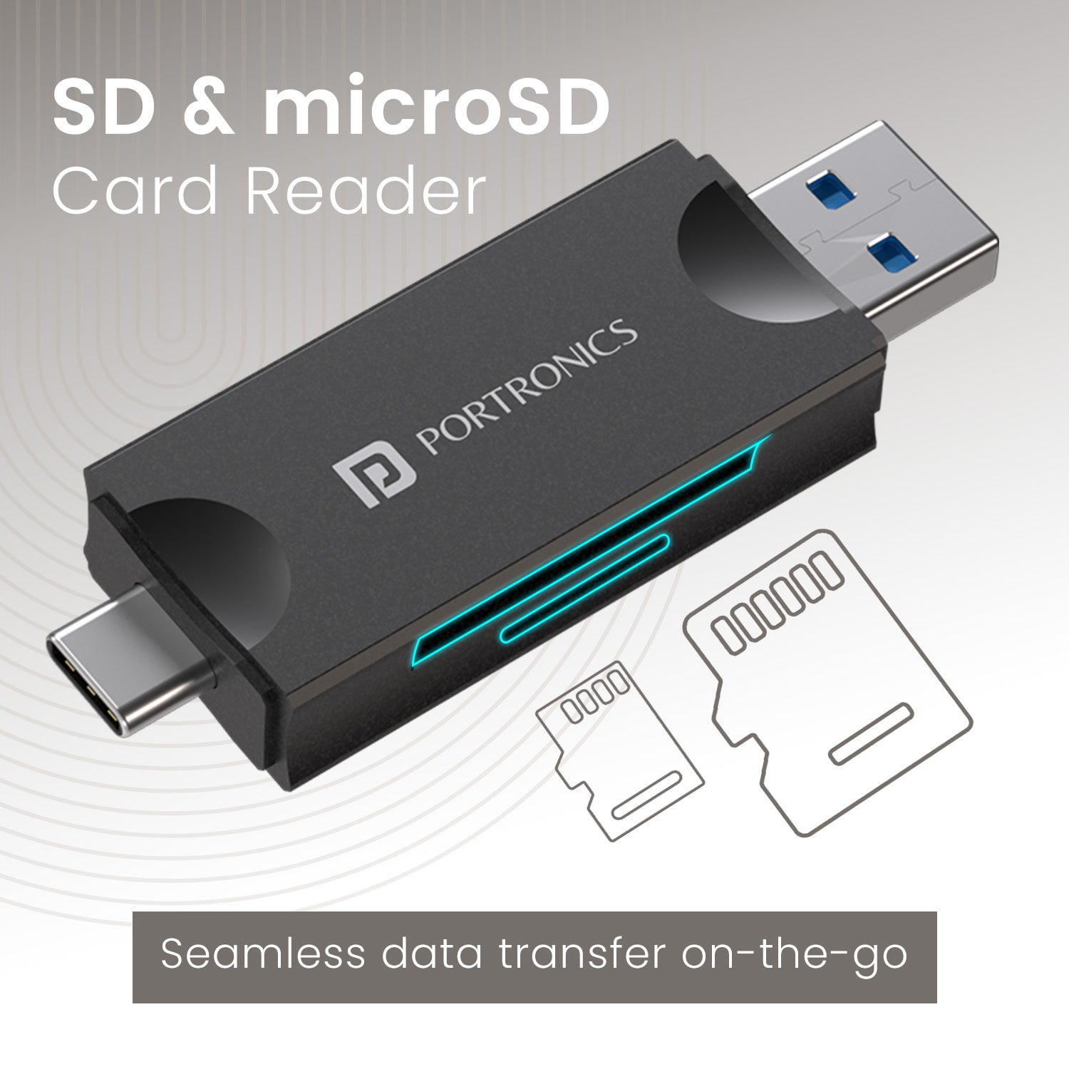 Portronics Mport 30 Plus sd card reader and microsd card reader for fast data transfer| usb hud online at best price