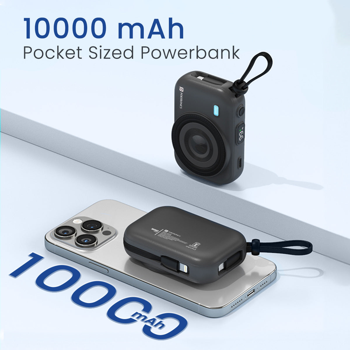 Black Portronics Power Shutter 10K 10000mah powerbank 15w magnetic fast charger| best powerbank online 
