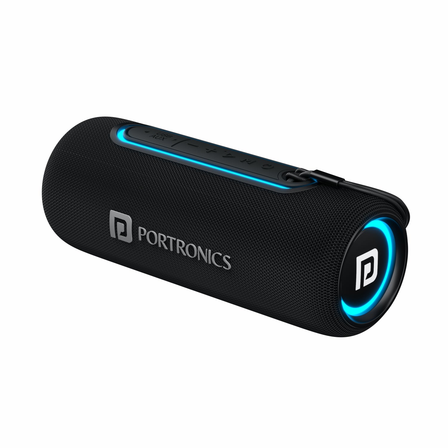 Black Portronics Resound 2 portable Speaker bluetooth . BT Speaker for iOS & Android Smartphones. Bluetooth mini speaker with AUX, In-built FM & USB Flash drive support. portable bluetooth speakers with bass & RGB lights and extended playback. 