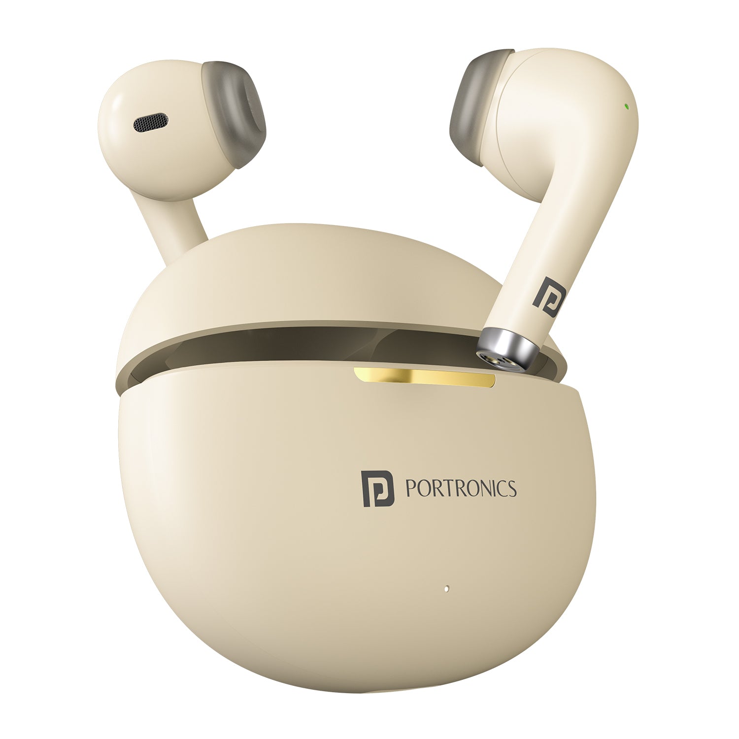 Beige Portronics Harmonics Twins s19 TWS earbuds comes with IPX5 water resistant and type c fast charging