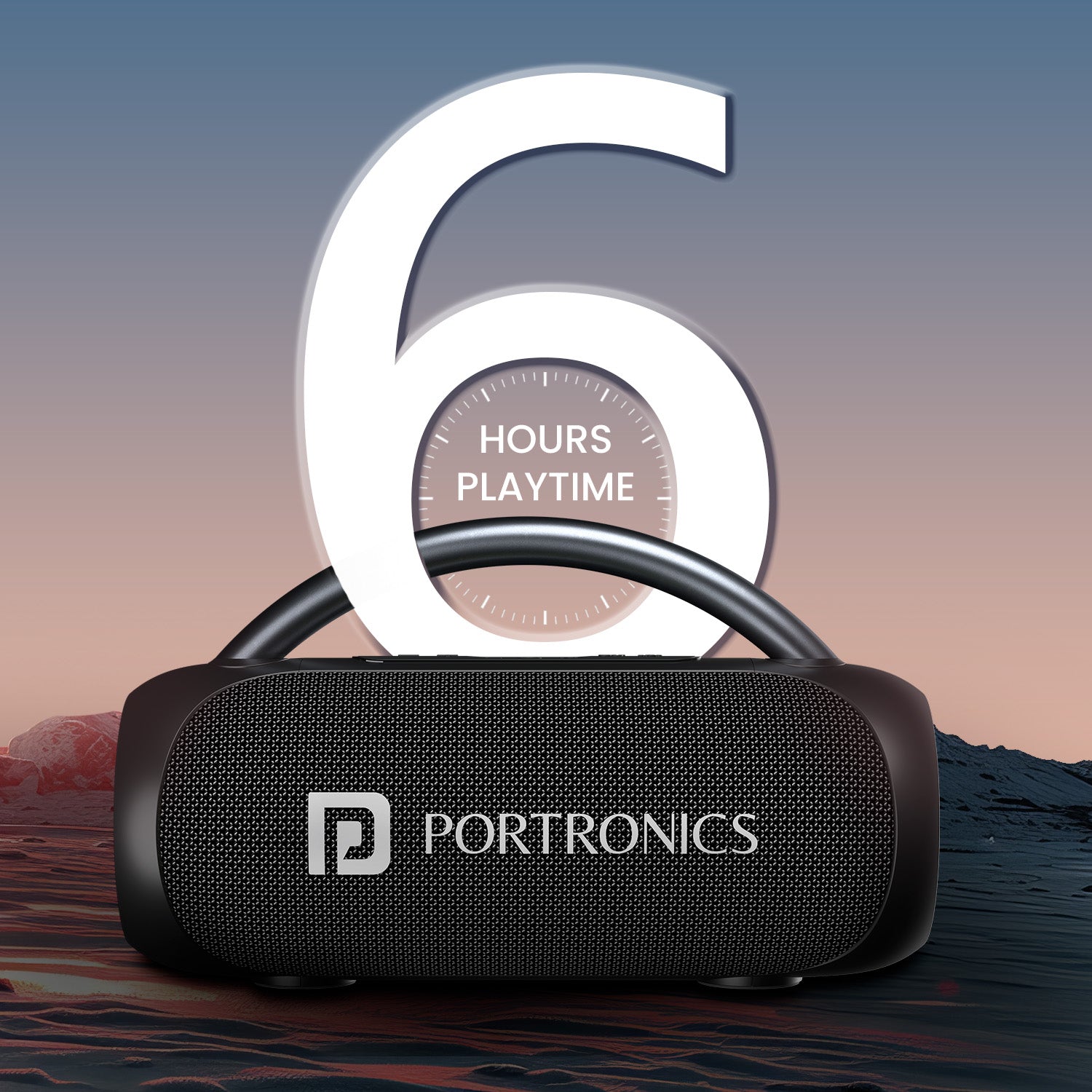 Portronics Radiant 30w portable party speaker with 6hr playtime, aluminum handle for non-stop party| rechargeable wireless speaker for music 