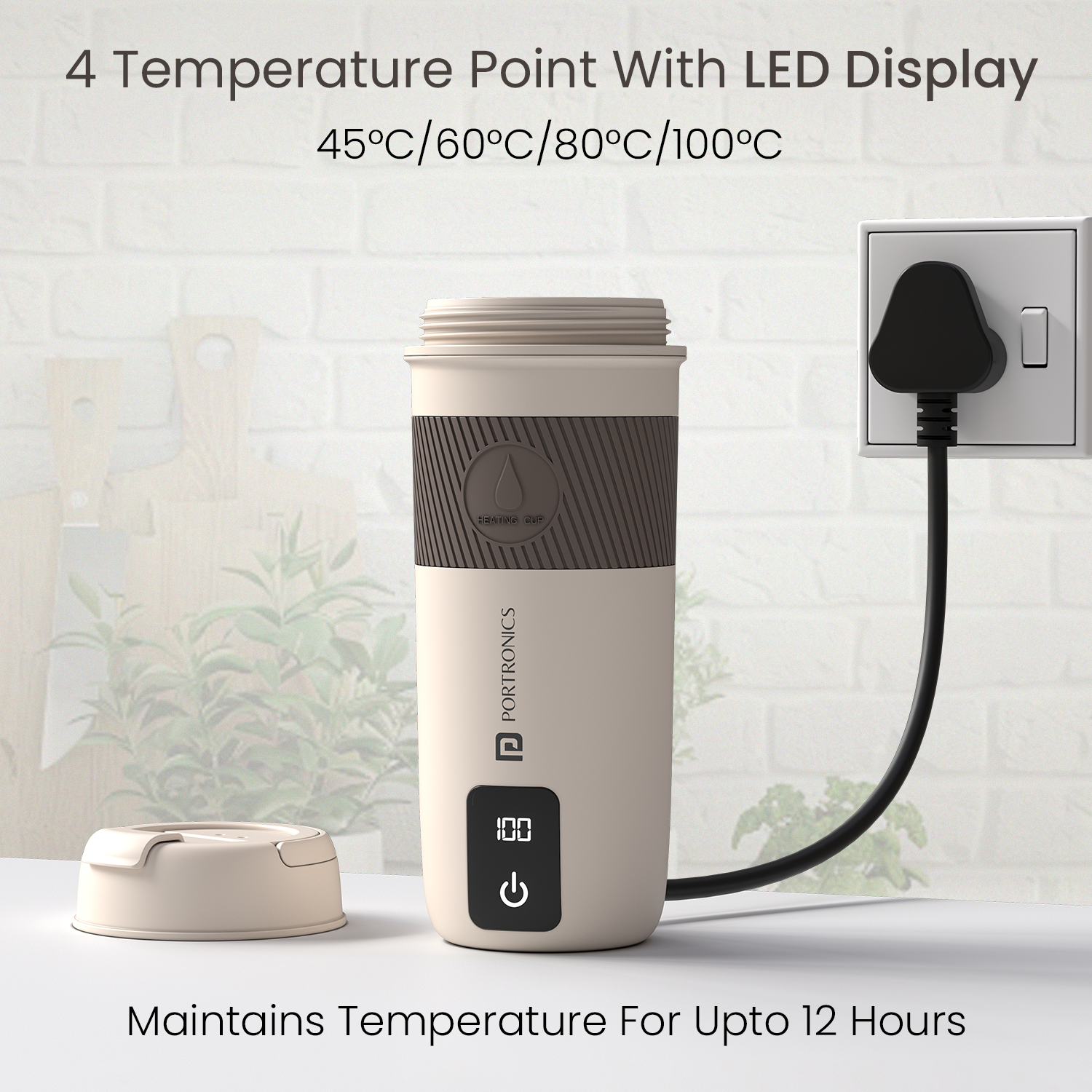 Smart thermal water bottle with 4 customizable temperature settings, perfect for those seeking an electric kettle for travel with added convenience.