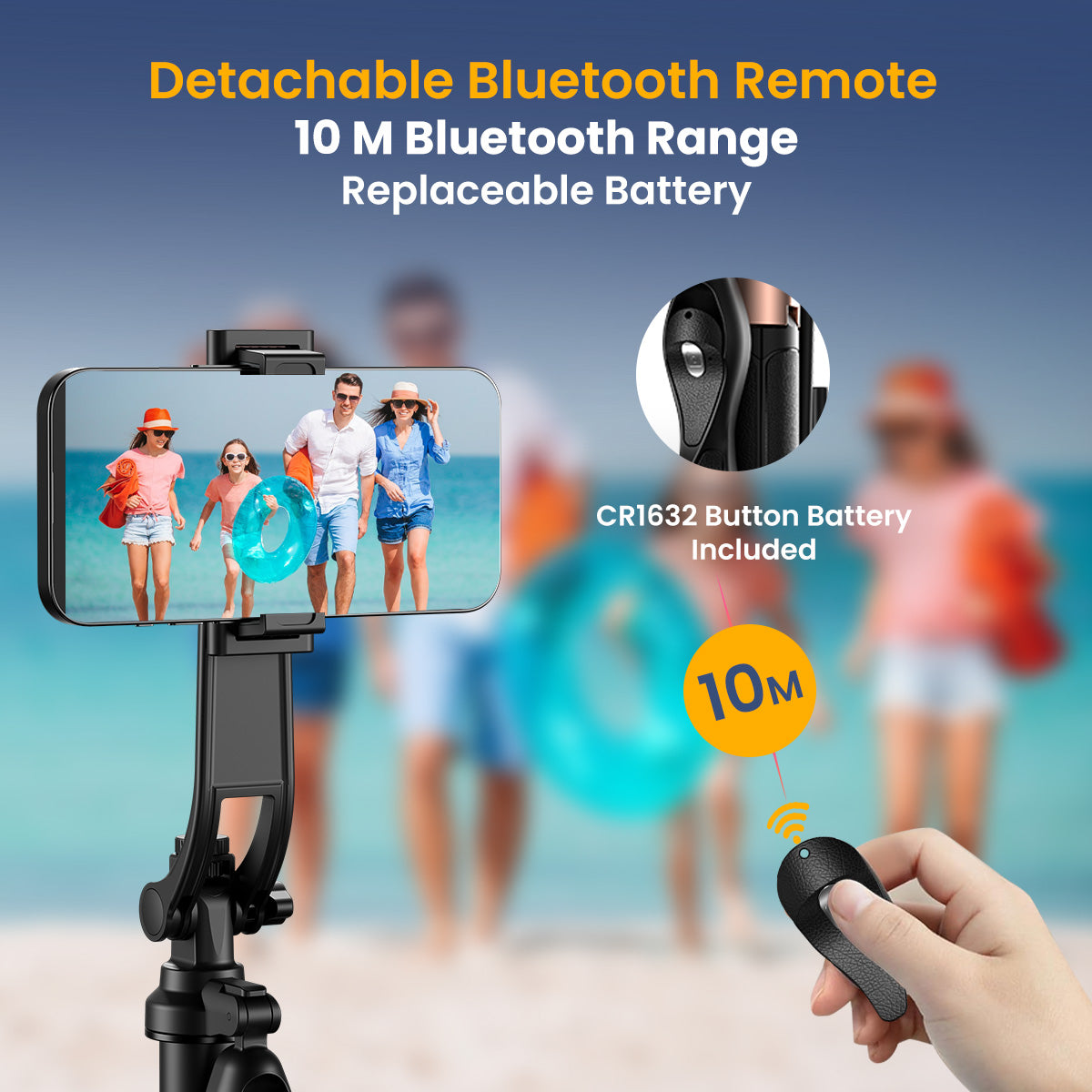 Tripod selfie stick for vlogging – Lumistick Pro comes with a detachable Bluetooth remote and a stable 4-leg tripod for professional-quality videos.