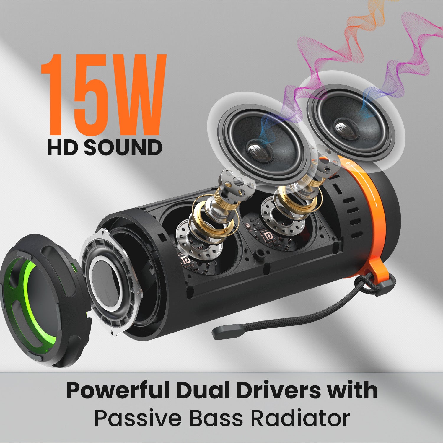 Powerful 15W Sound Portronics Bluetooth Speaker Breeze 7 with Deep Bass, Crystal-Clear Treble, and Party-Ready RGB LED Lights