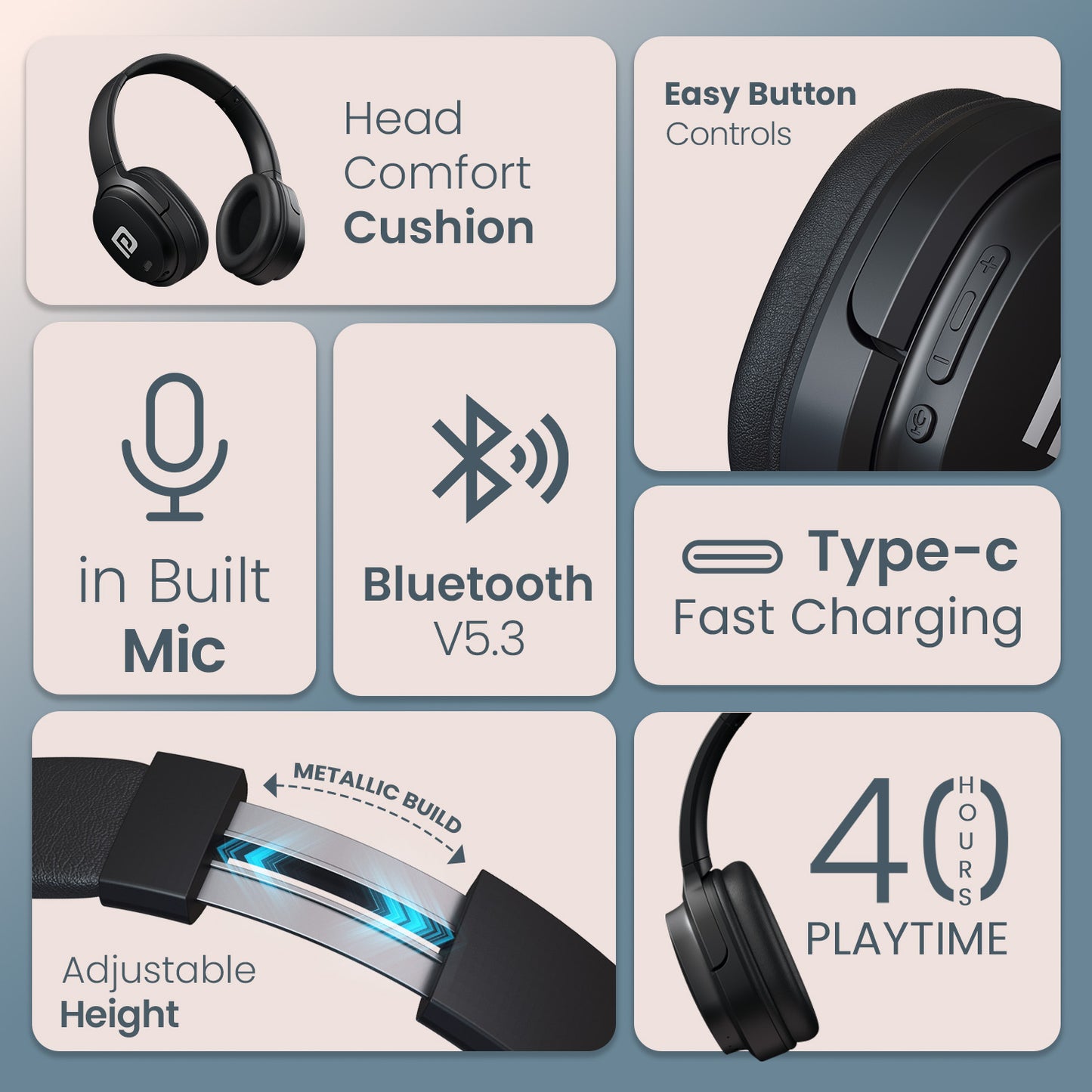 portronics bluetooth headphones Muff M4 with dual pairing| bluetooth earphone has multiple rotation and best fit with your ear