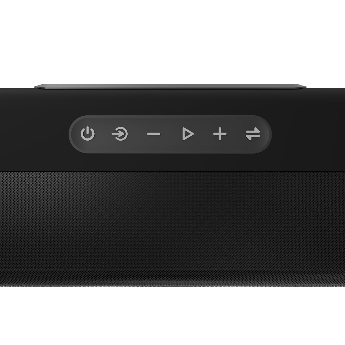 Portronics Sound Slick IV Bluetooth Soundbar with In-built woofer,120W with multi buttons on it. Black
