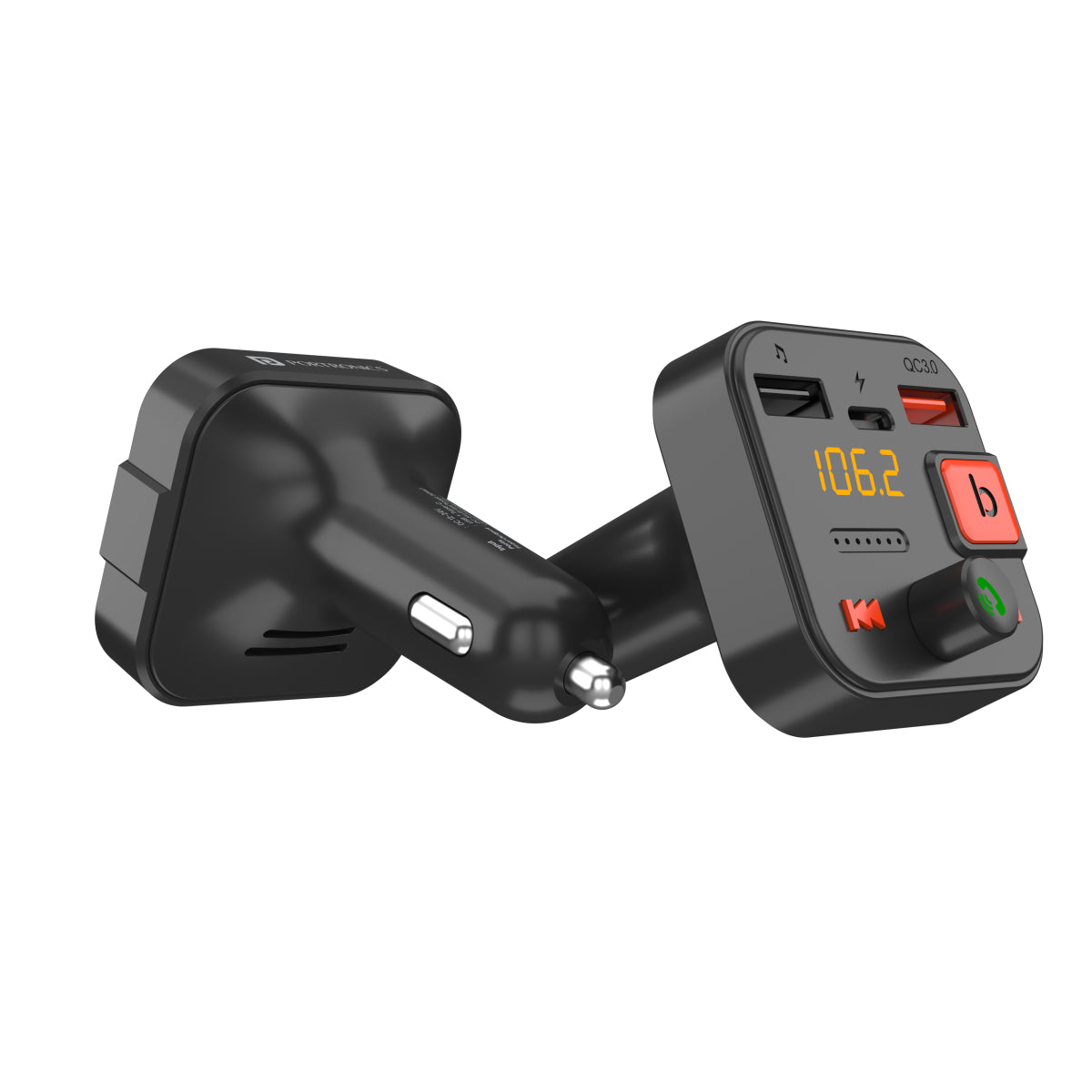 Black Portronics Auto 20 smart car connector Hands free calling feature and  Type-C 30W and QC 3.0 charging slots