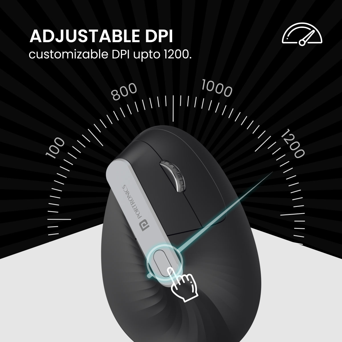 Portronics Toad Ergo Wireless vertical Mouse with 6D Buttons & 1200 DPI adjustable| wireless mouse for gamers at discount rate