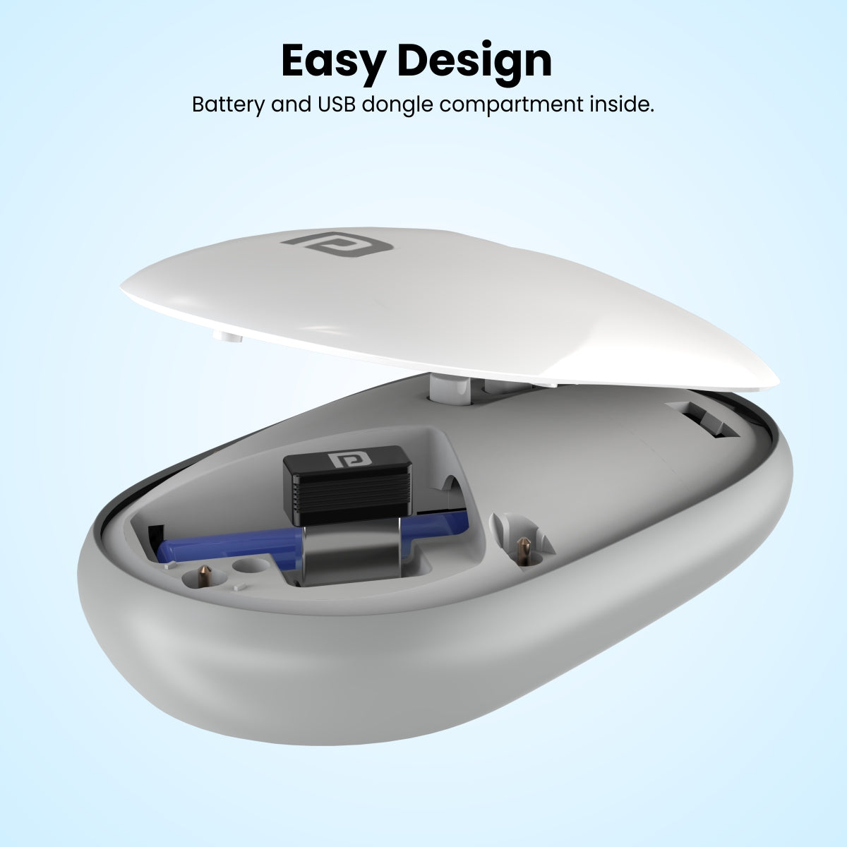 White Portronics Toad II Wireless Mouse for Laptop & PC with Type C port |Best wireless mouse| Bluetooth mouse online