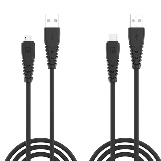 Portronics Combo of 2 Konnect Core Type C And  Micro USB cable. Black