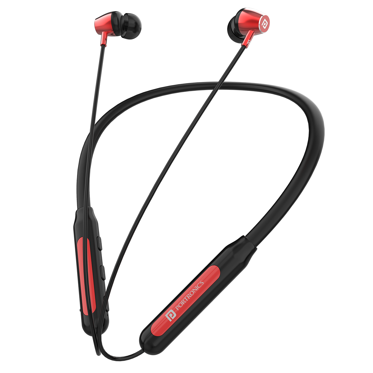 Portronics Z3 Wireless Bluetooth Neckband Earphones| bluetooth headphones neckband black and red