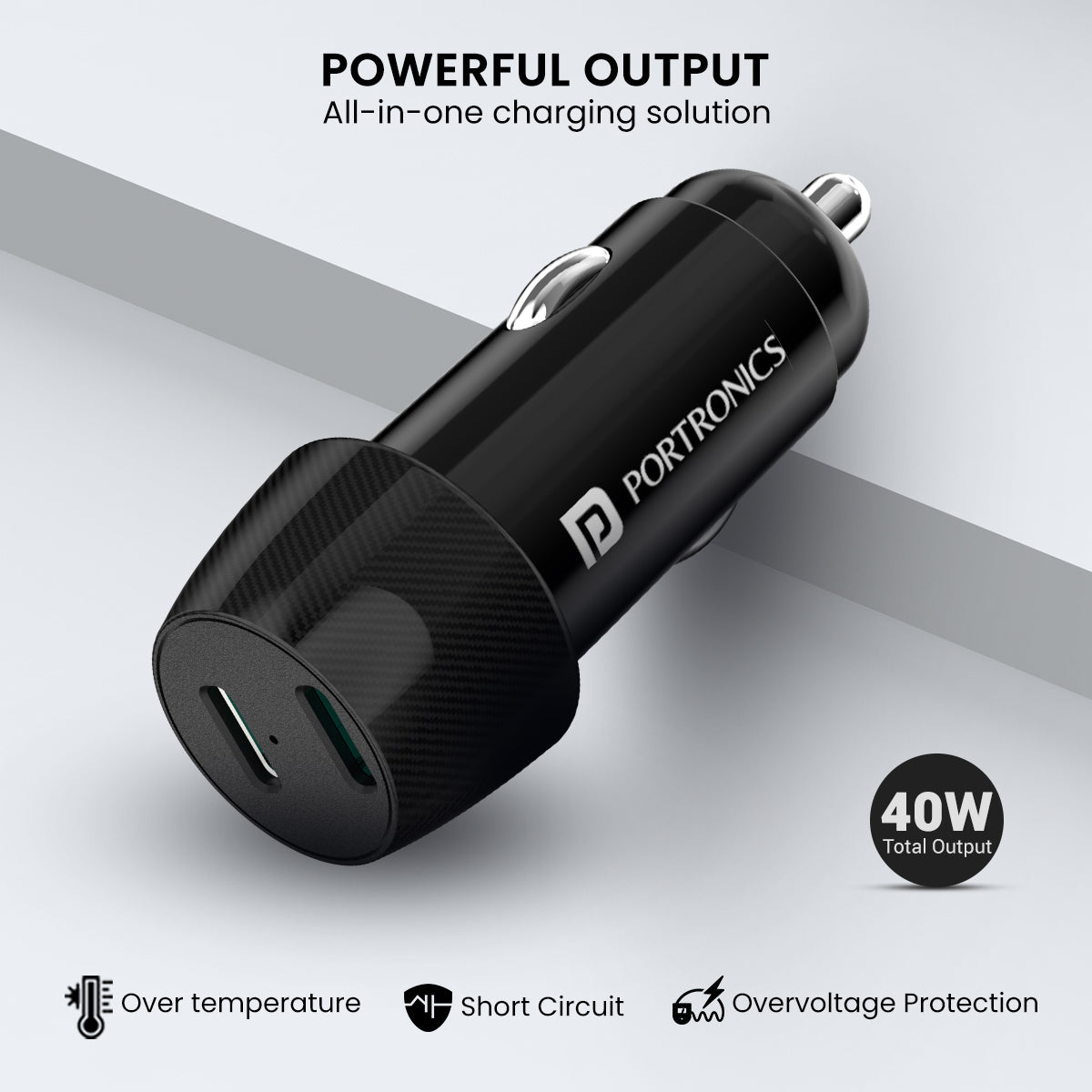 black powerful car charger