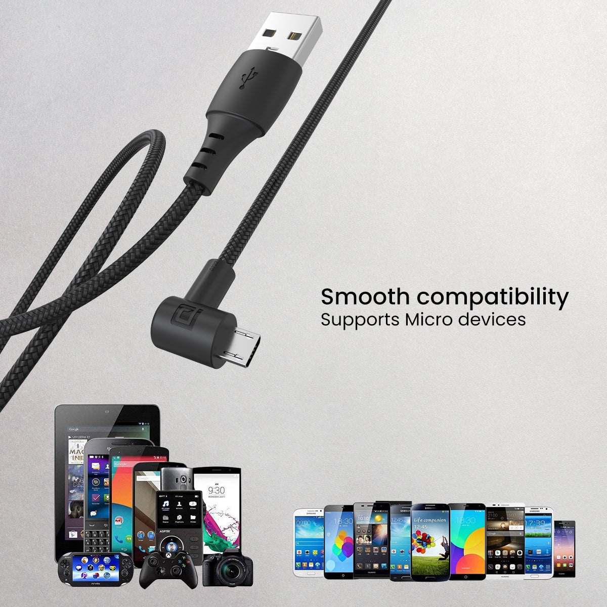 Portronics Konnect HD Micro USB to micro cable with 3.0 A output. Black