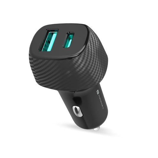 Black Portronics Car Power 6 with 36W QC + PD Type c & USB car charger