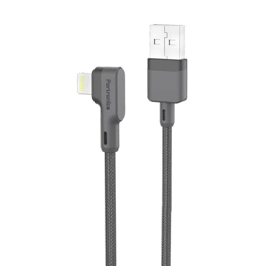 Portronics Konnect L 8 Pin USB cable comes with fast charging. Black