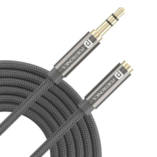 Portronics Konnect AUX 8 portable AUX cable. Grey