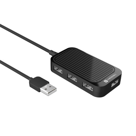 Portronics Mport 4D Portable USB Hub with 4 ports,1.5m long cable. Black